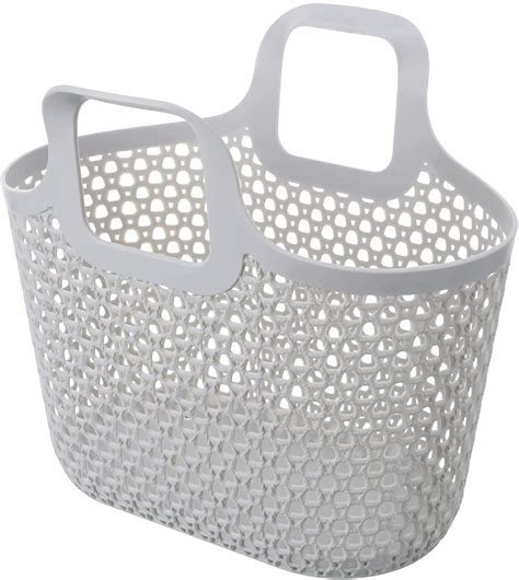 flexible plastic tote with handles.